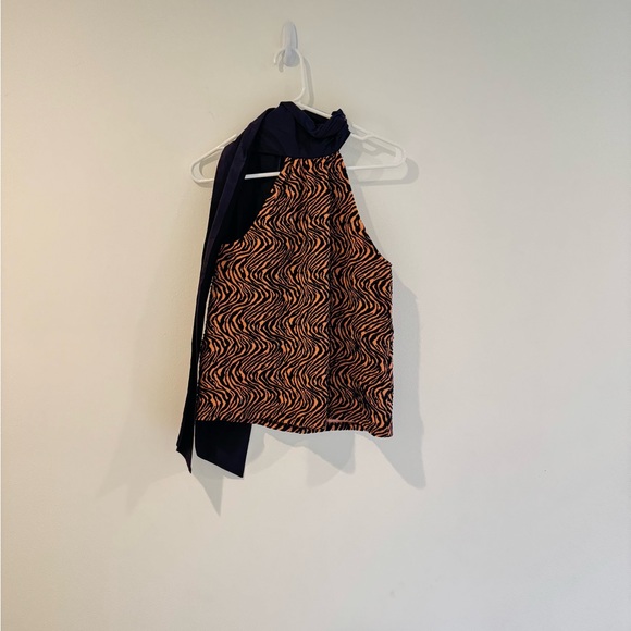 Anthropologie Sunday in Brooklyn Jacquard Halter Top Black Brown , Sz XS, NWT - Picture 4 of 4